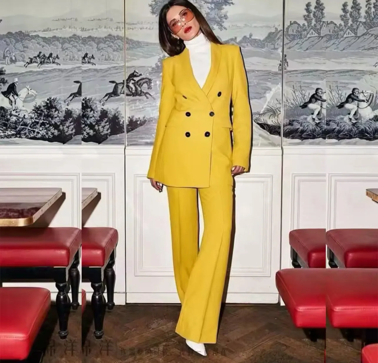 2 Pcs Women's Long Sleeve Solid Color Blazer Set 466070