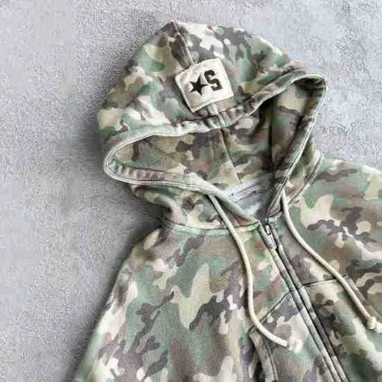 2025 2025n camouflage Spice Girl suit women's high-end street style waist hooded jacket drawstring sticker embroidered casual pants