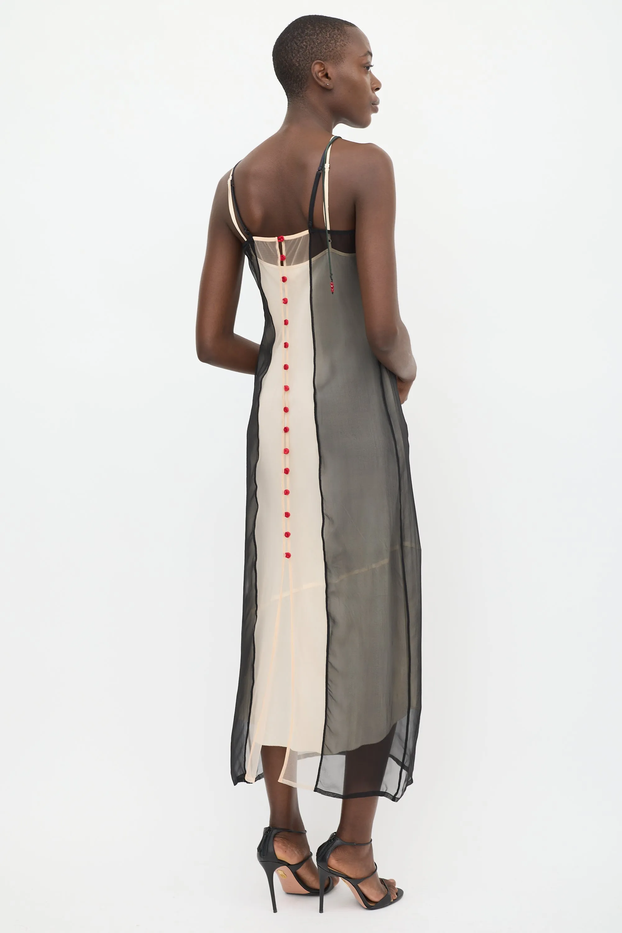 Black & Green Silk Sheer Dress