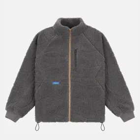 Dime MTL - Coverstich Sherpa Zip Fleece - Charcoal