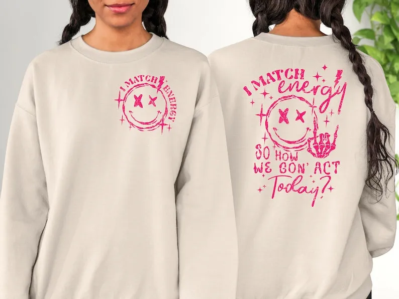 Double Print Cute Crewneck Sweatshirt