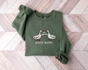 Embroidered Goose Bumps Sweatshirts, Goose Bumps Embroidery Crewneck, Funny Sweatshirts, Unisex Goose Embroidered, Animal Crewneck EM1709S