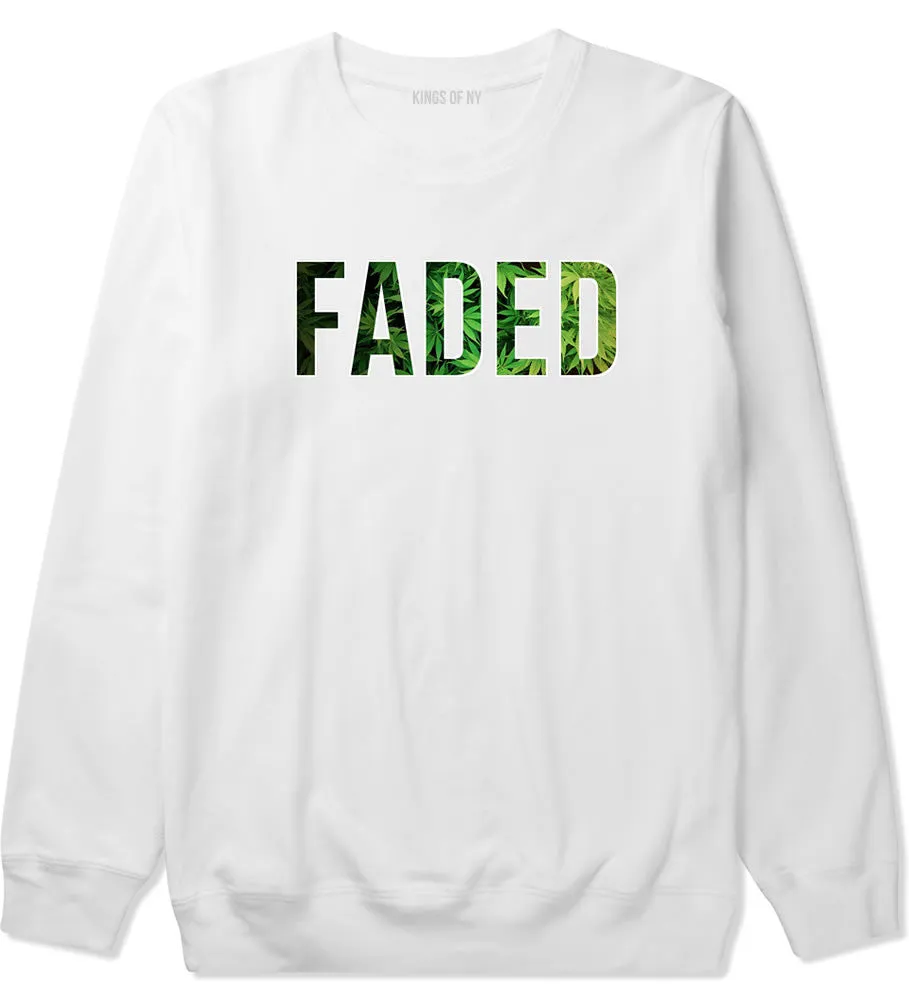 Faded Marijuana Weed Print Boys Kids Crewneck Sweatshirt