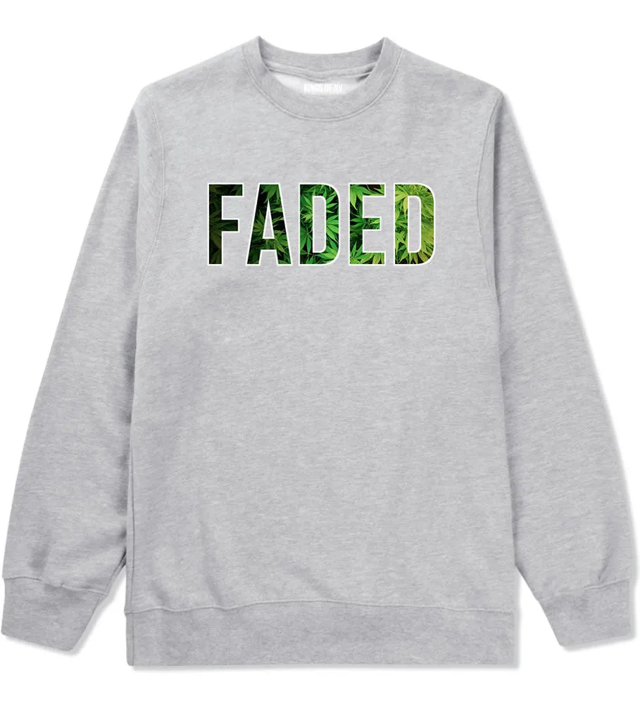 Faded Marijuana Weed Print Boys Kids Crewneck Sweatshirt