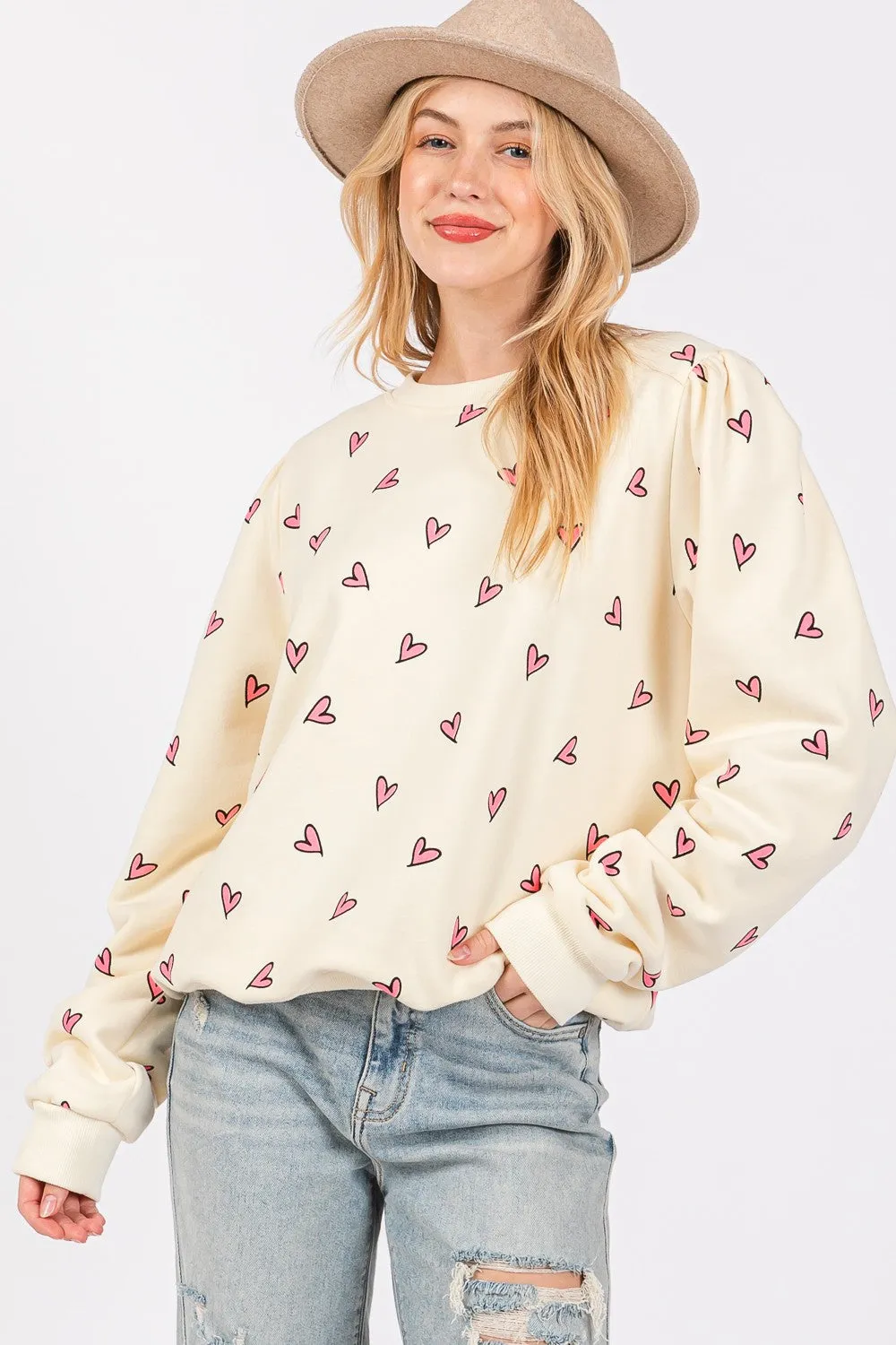 Heart Print Sweatshirt