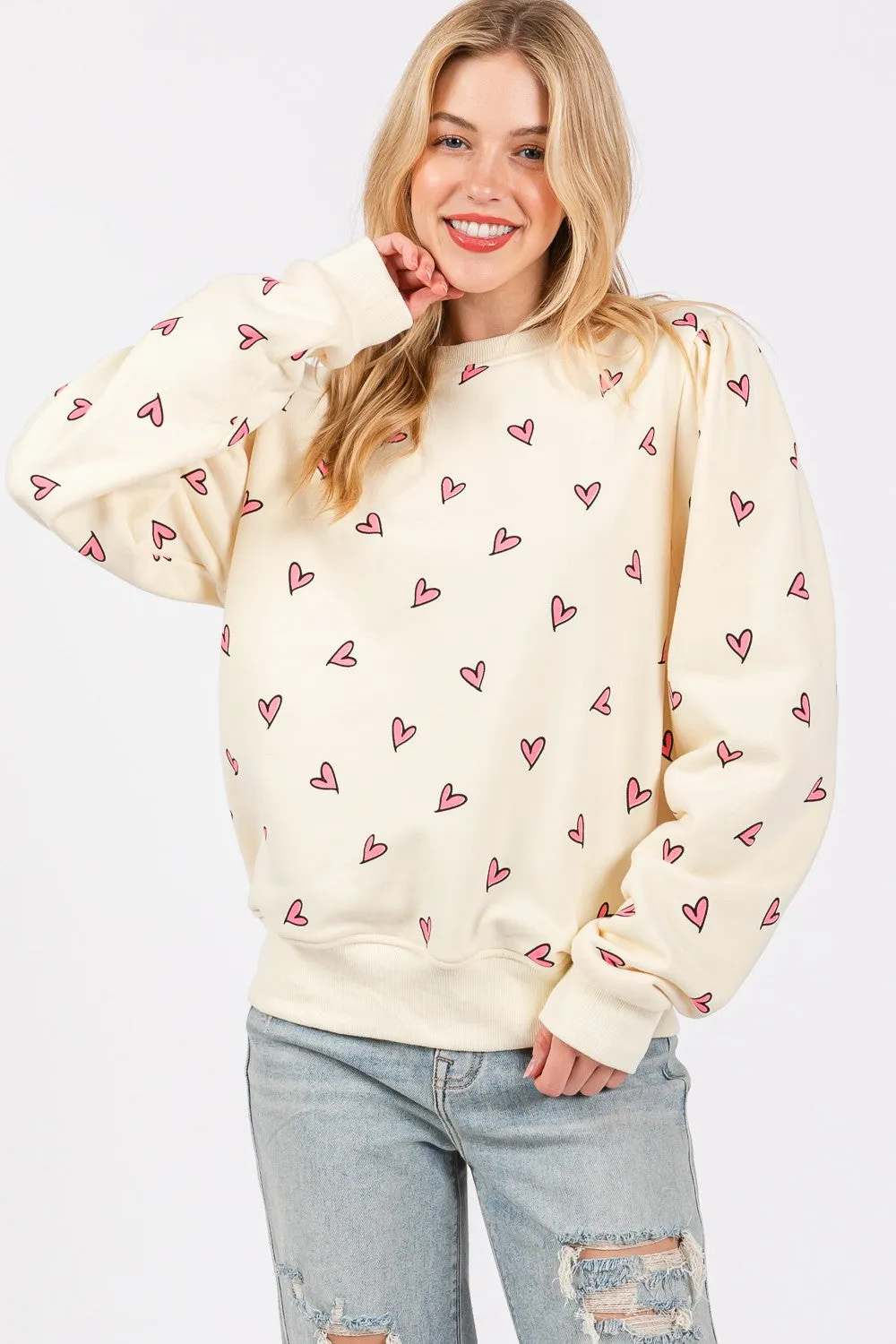 Heart Print Sweatshirt