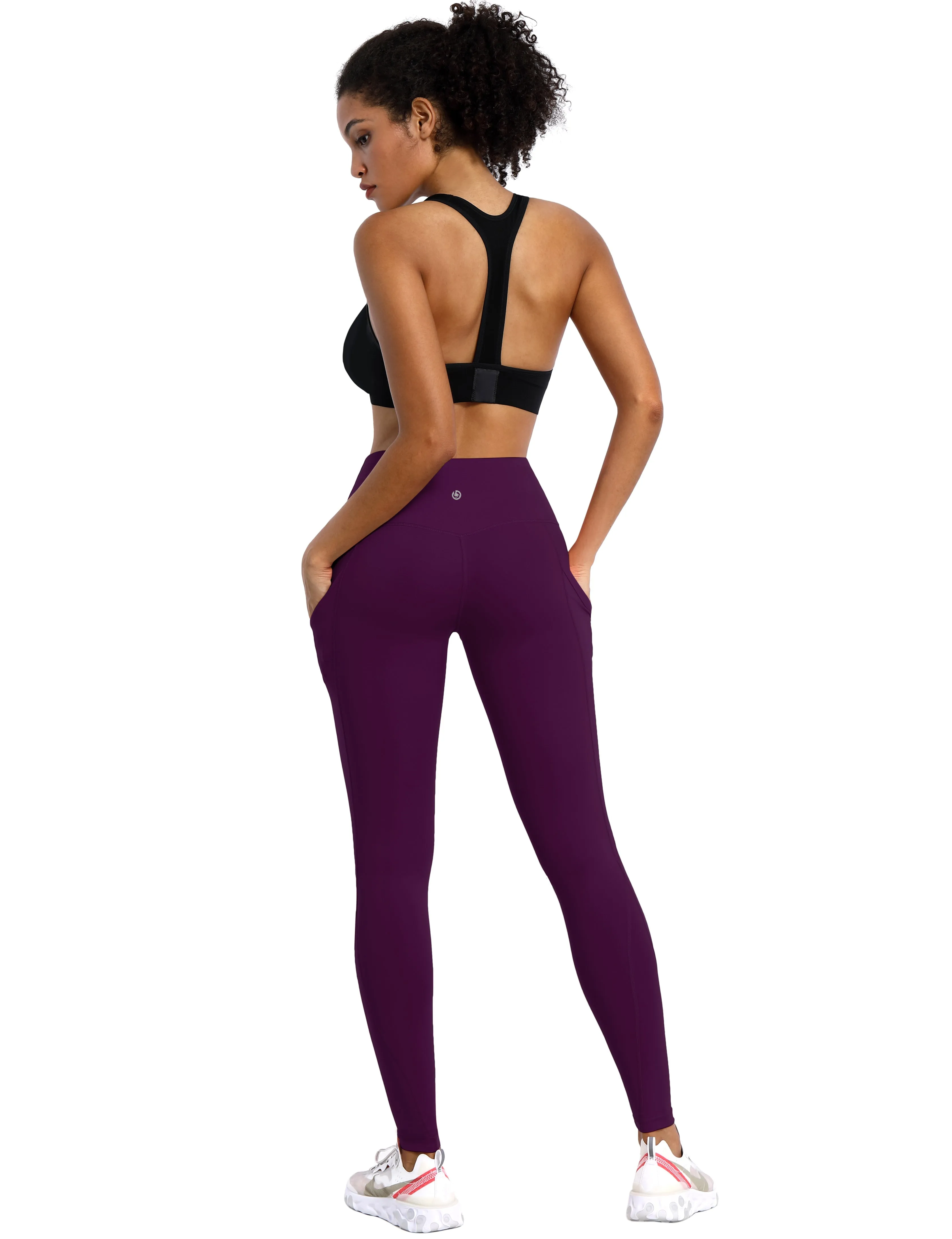 High Waist Side Pockets Jogging Pants plum_Jogging