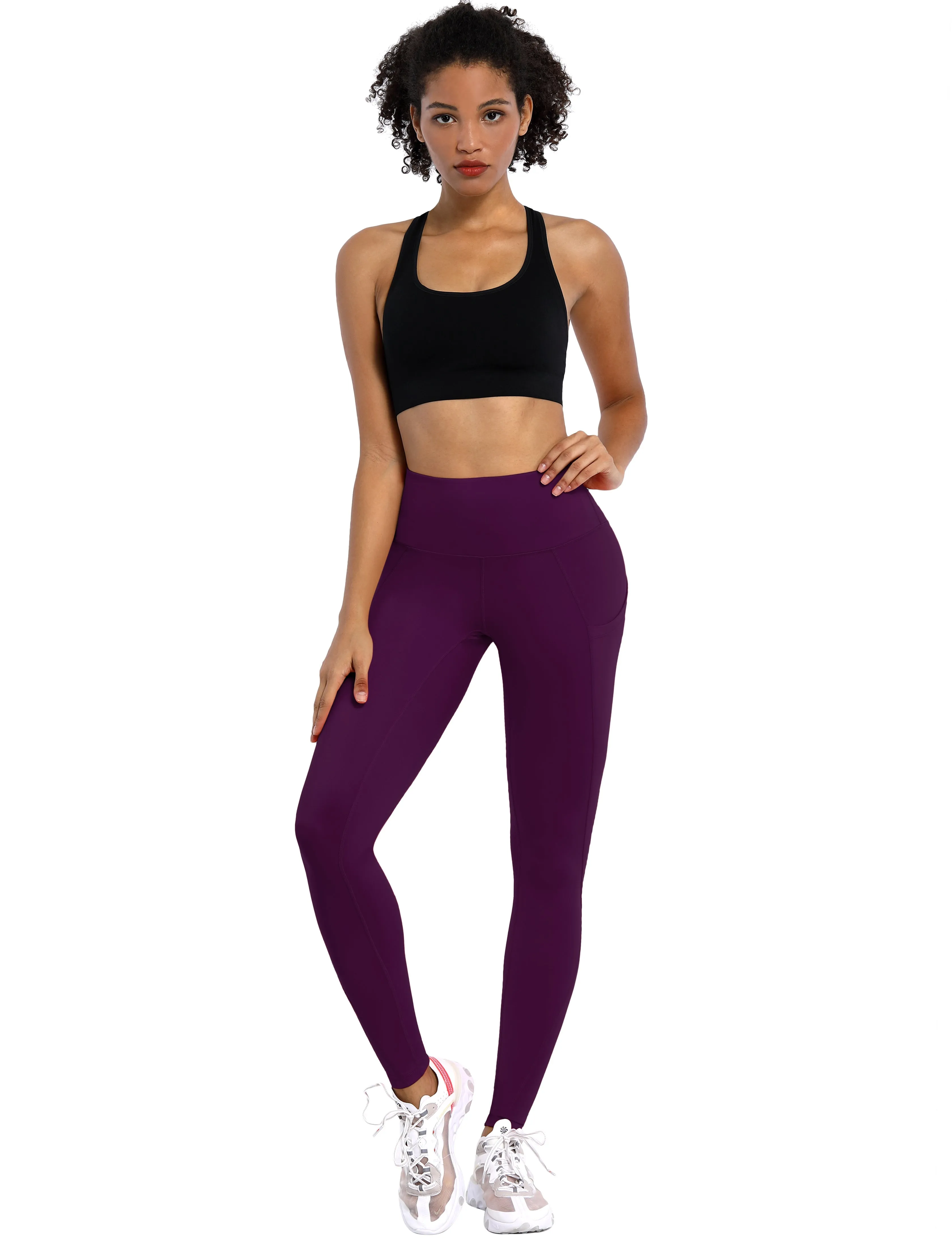 High Waist Side Pockets Jogging Pants plum_Jogging