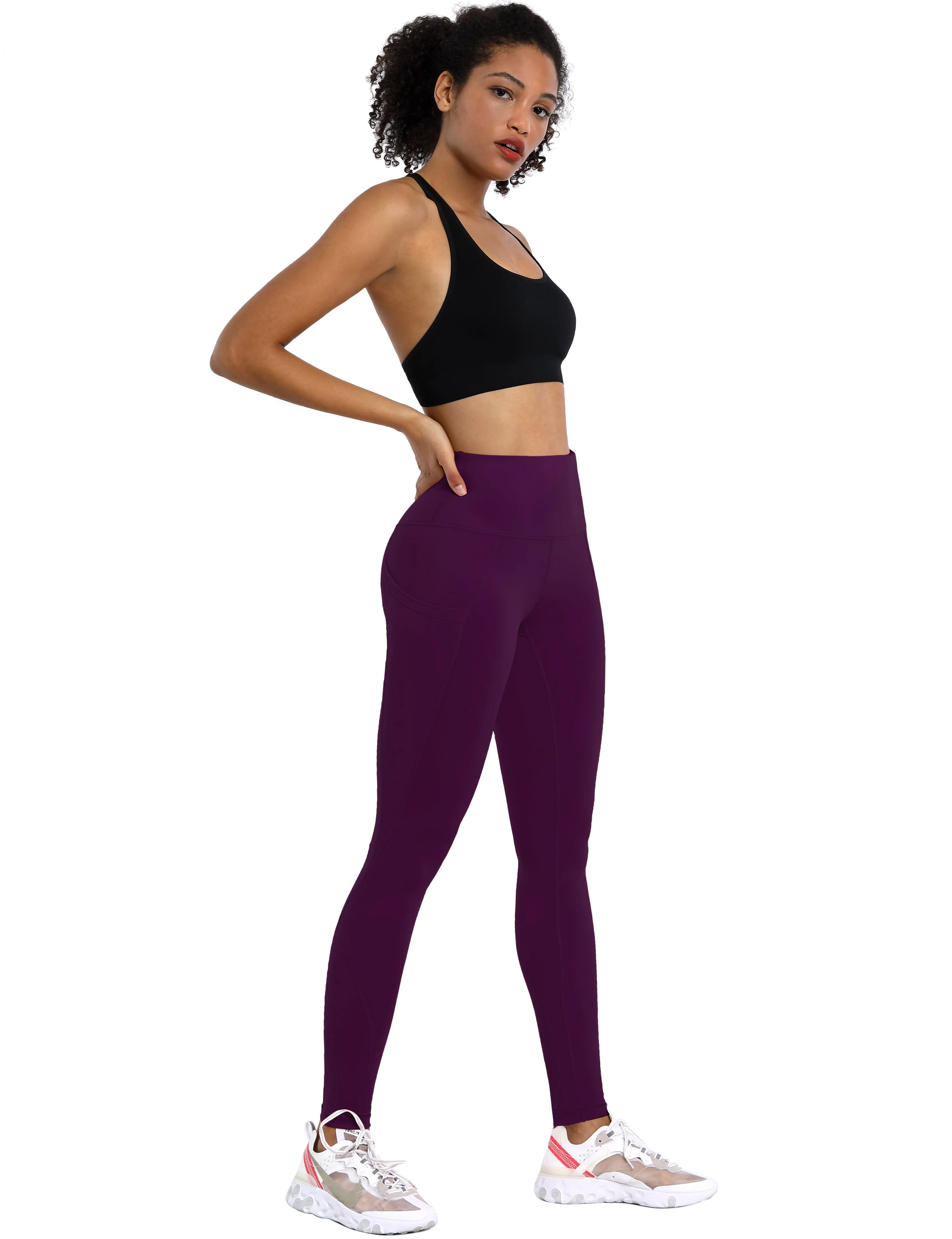 High Waist Side Pockets Jogging Pants plum_Jogging