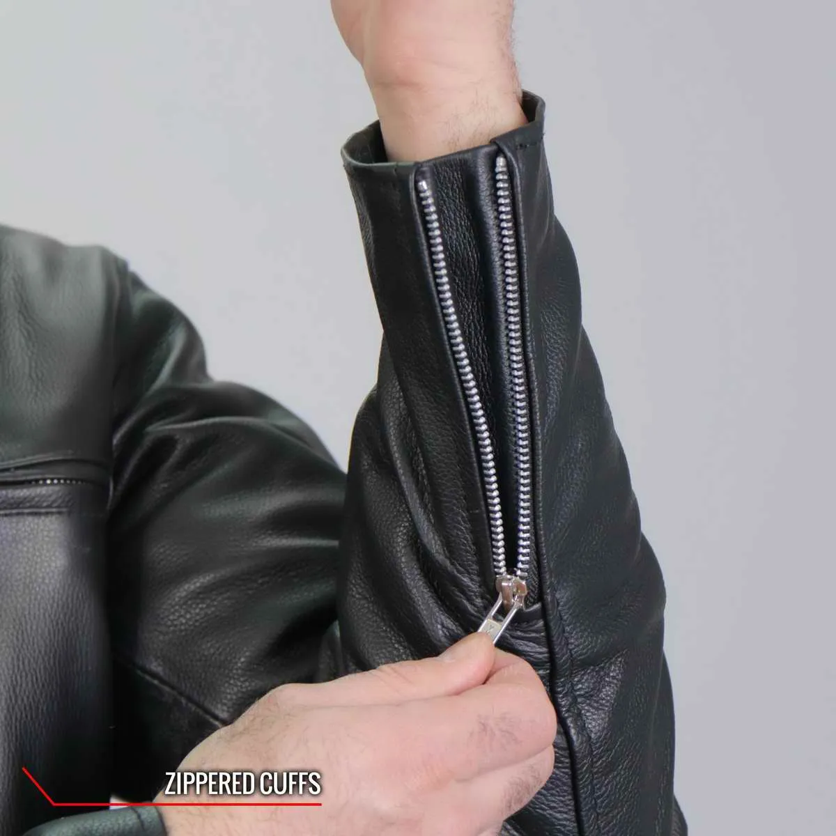 Hot Leathers JKM1030 Mens Black Carry and Conceal Leather Jacket with Flannel Lined Hood