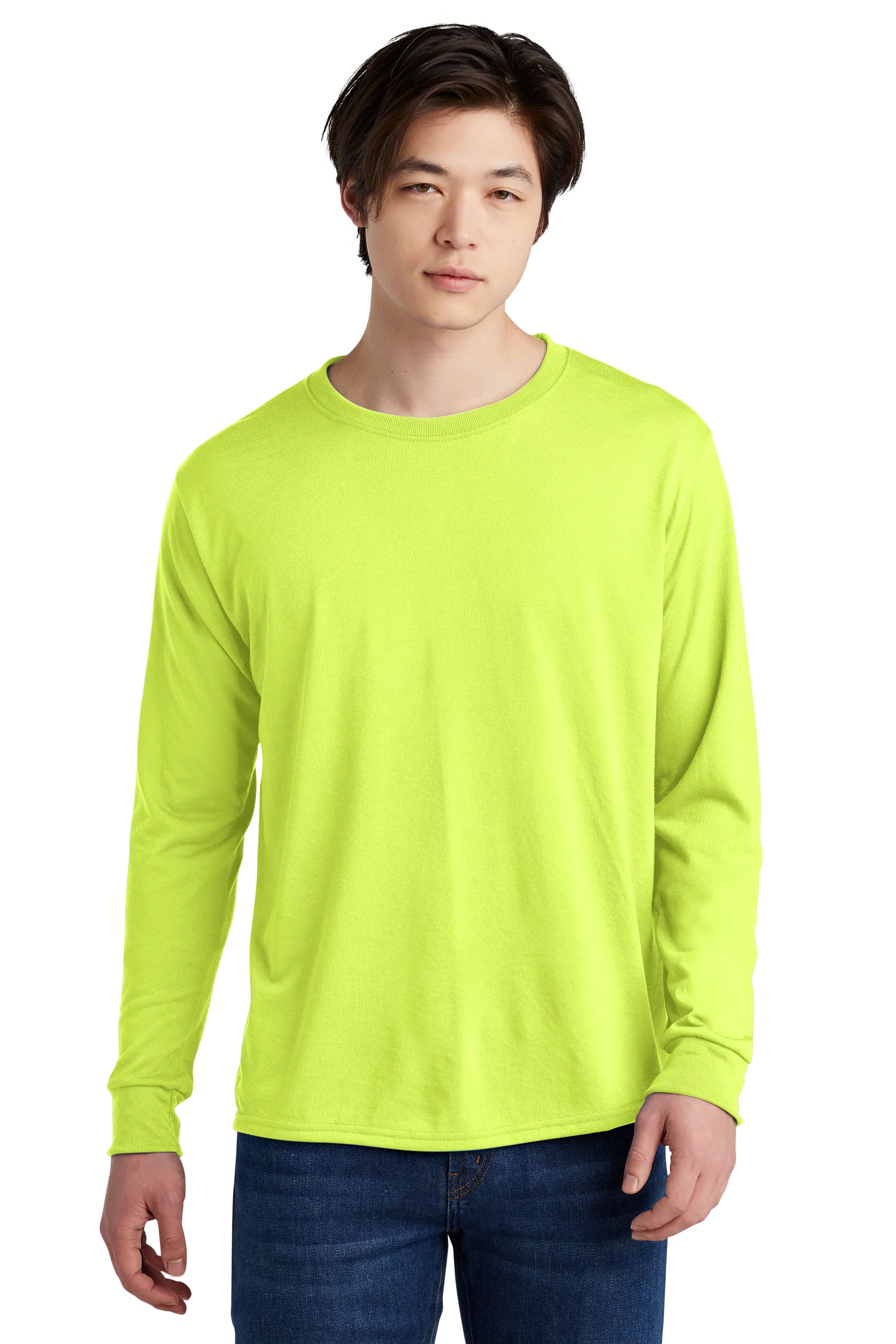 Jerzees® Dri-Power® 100% Polyester Long Sleeve T-Shirt - Safety Green
