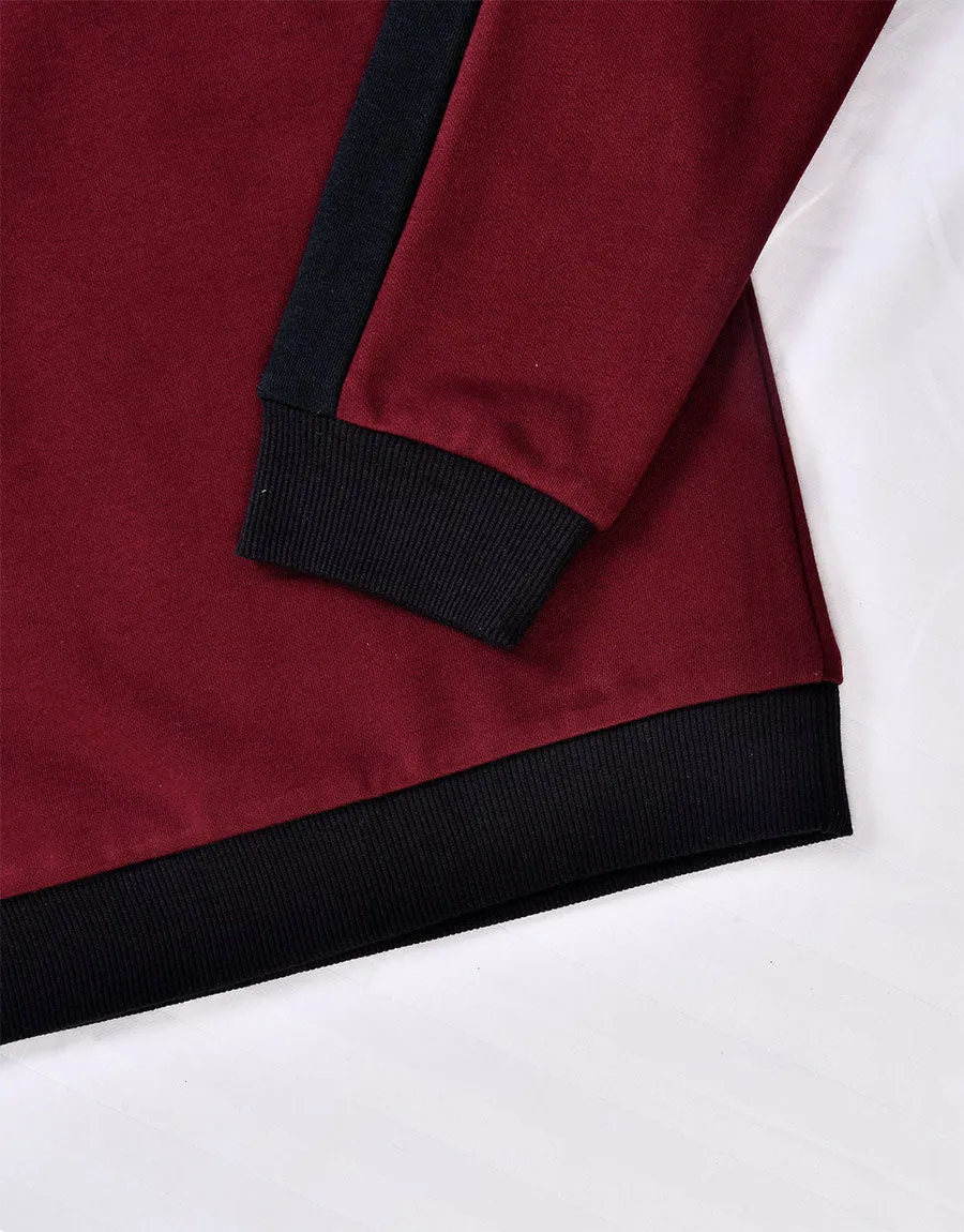 Ladies Fleece Sweat Shirt-Bargandi