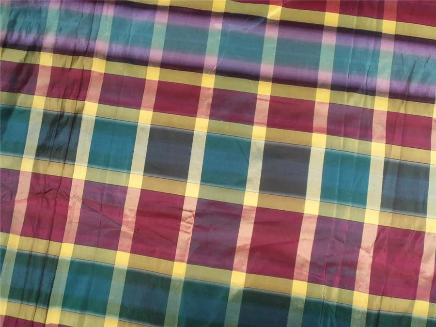 SILK TAFFETA FABRIC MULTI COLOR PLAID 54&quot; wide