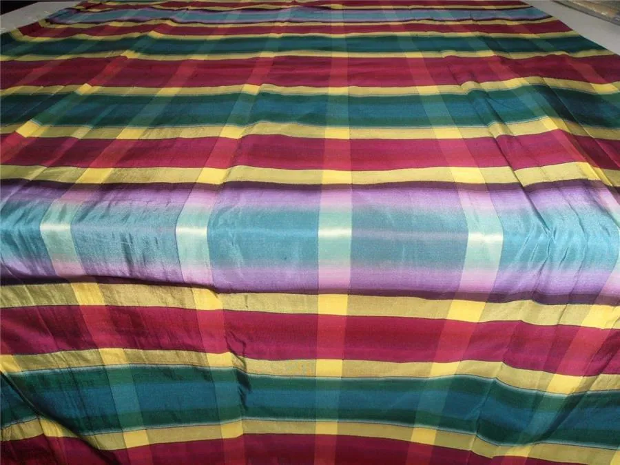 SILK TAFFETA FABRIC MULTI COLOR PLAID 54&quot; wide