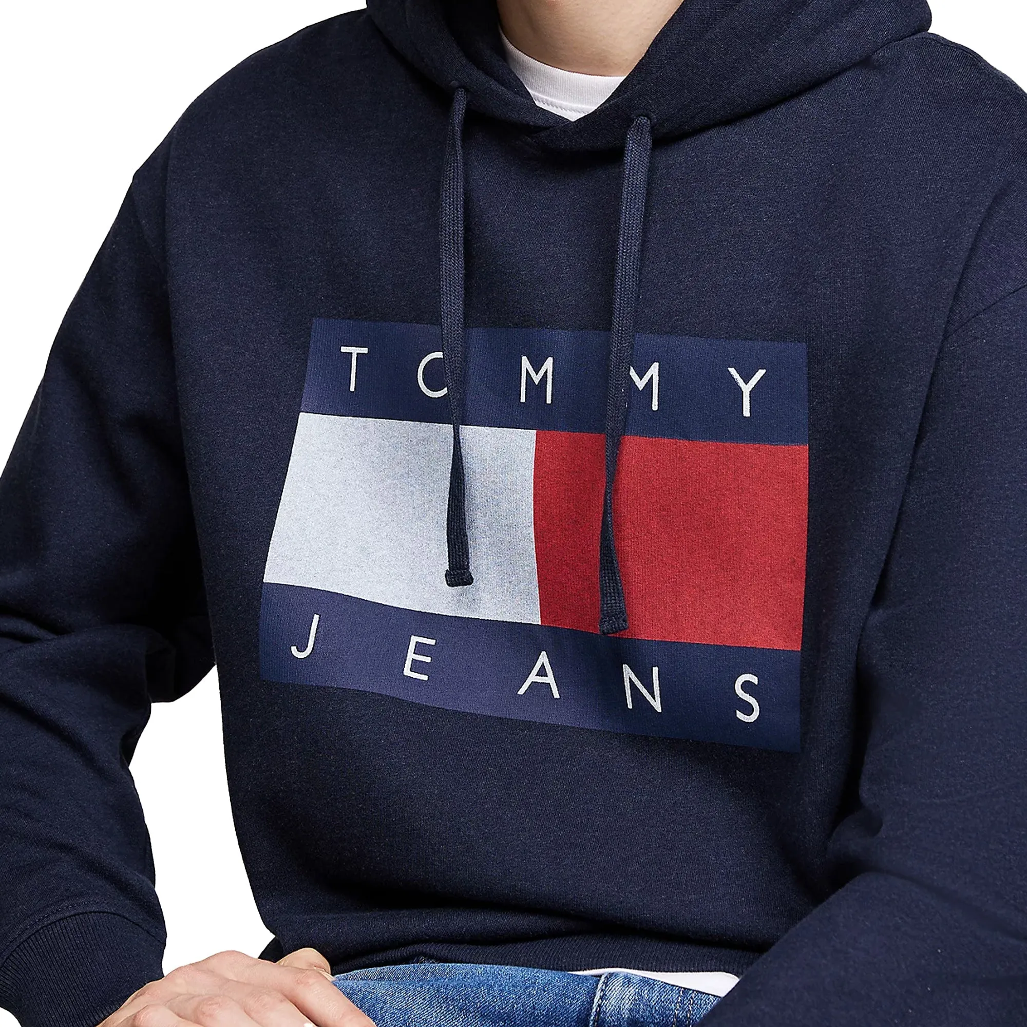Tommy Jeans Flag Badge Relaxed Hoodie Dark Night Navy Melange