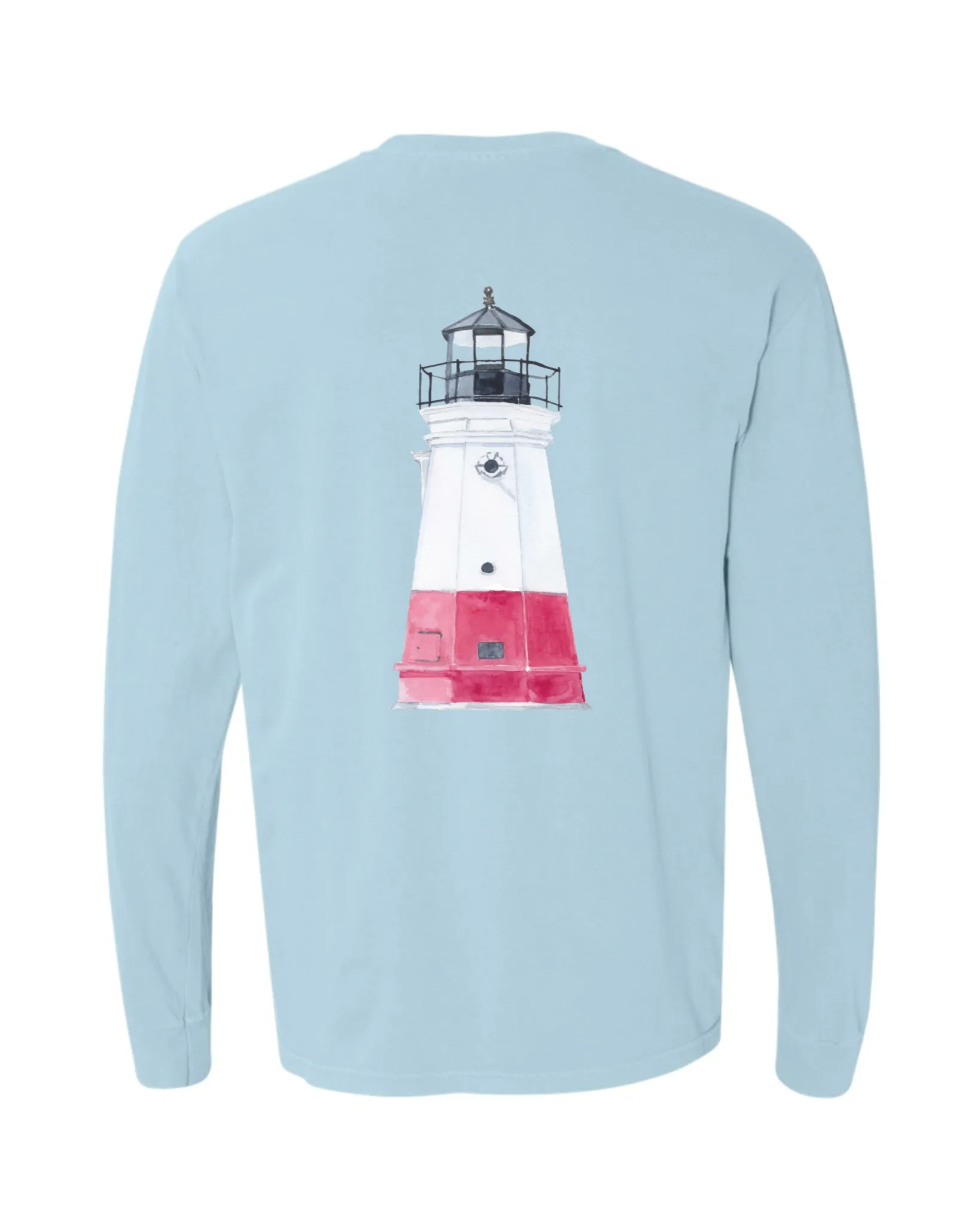 Unisex Vermilion Lighthouse Long Sleeve Tee-Light Blue