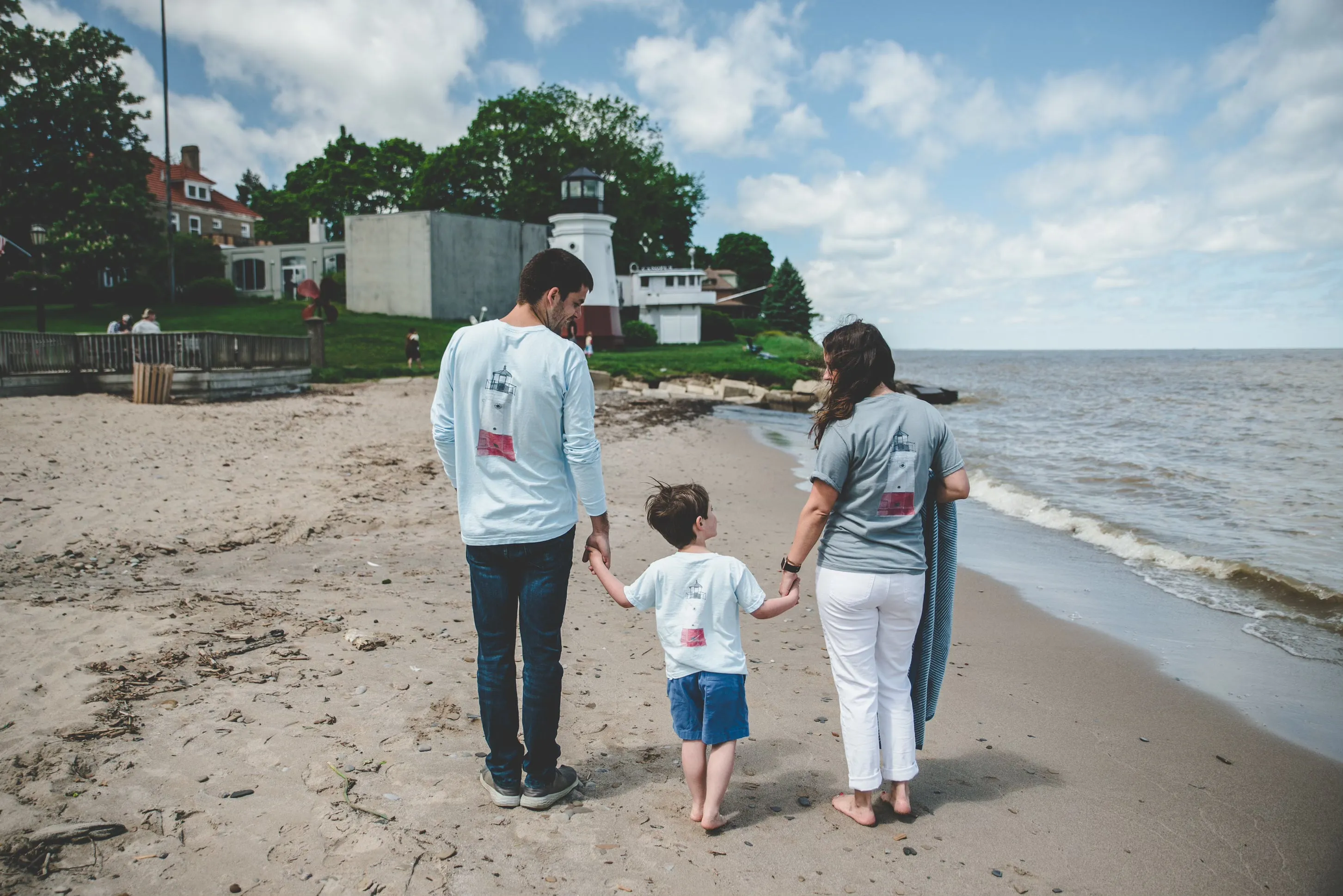 Unisex Vermilion Lighthouse Long Sleeve Tee-Light Blue